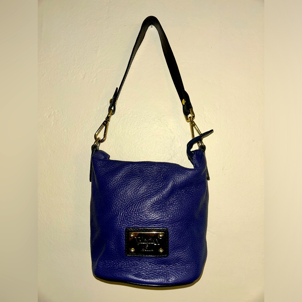 Navy blue Valentina Italian leather purse
